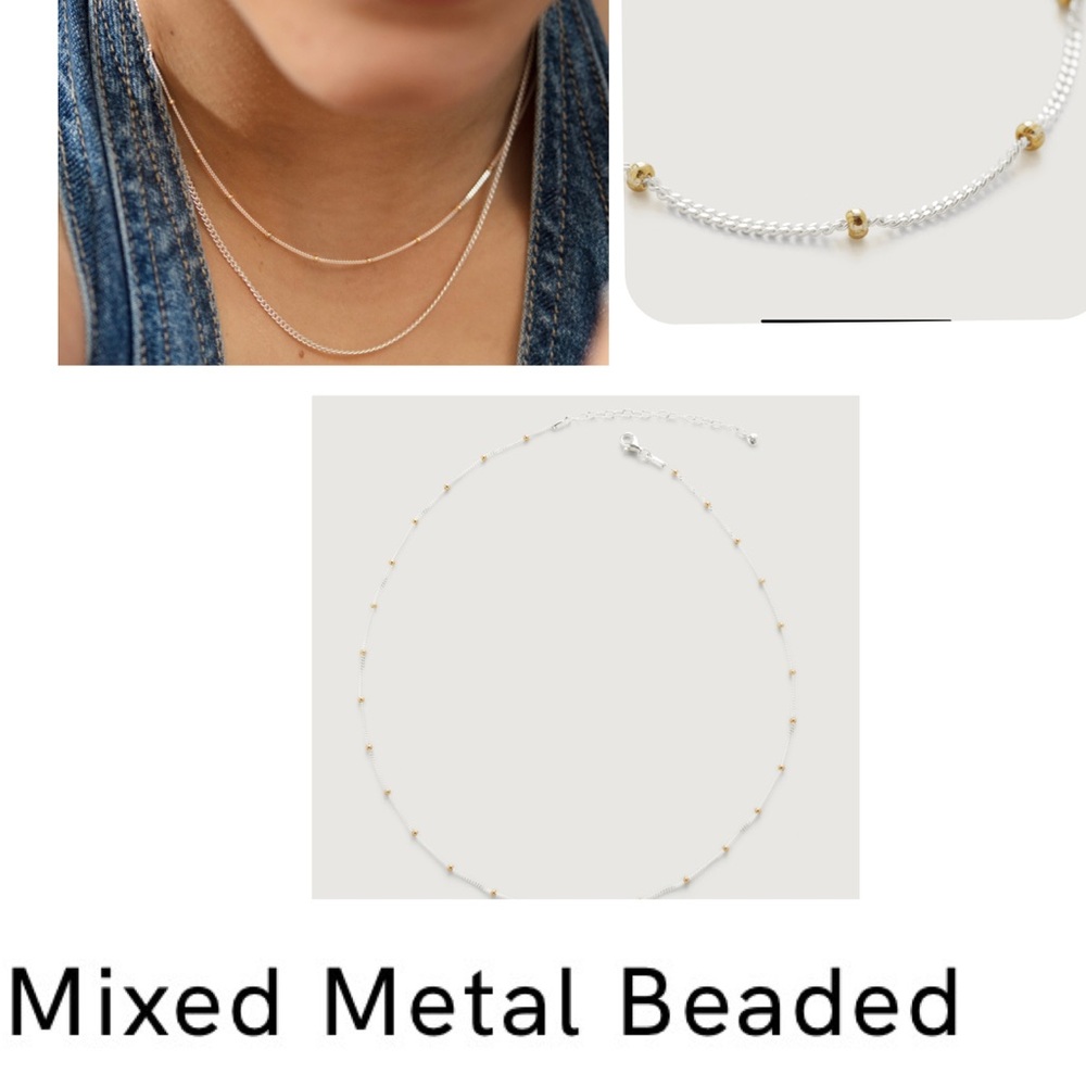 Delicate Silver and Gold Necklace Set with Layered Design